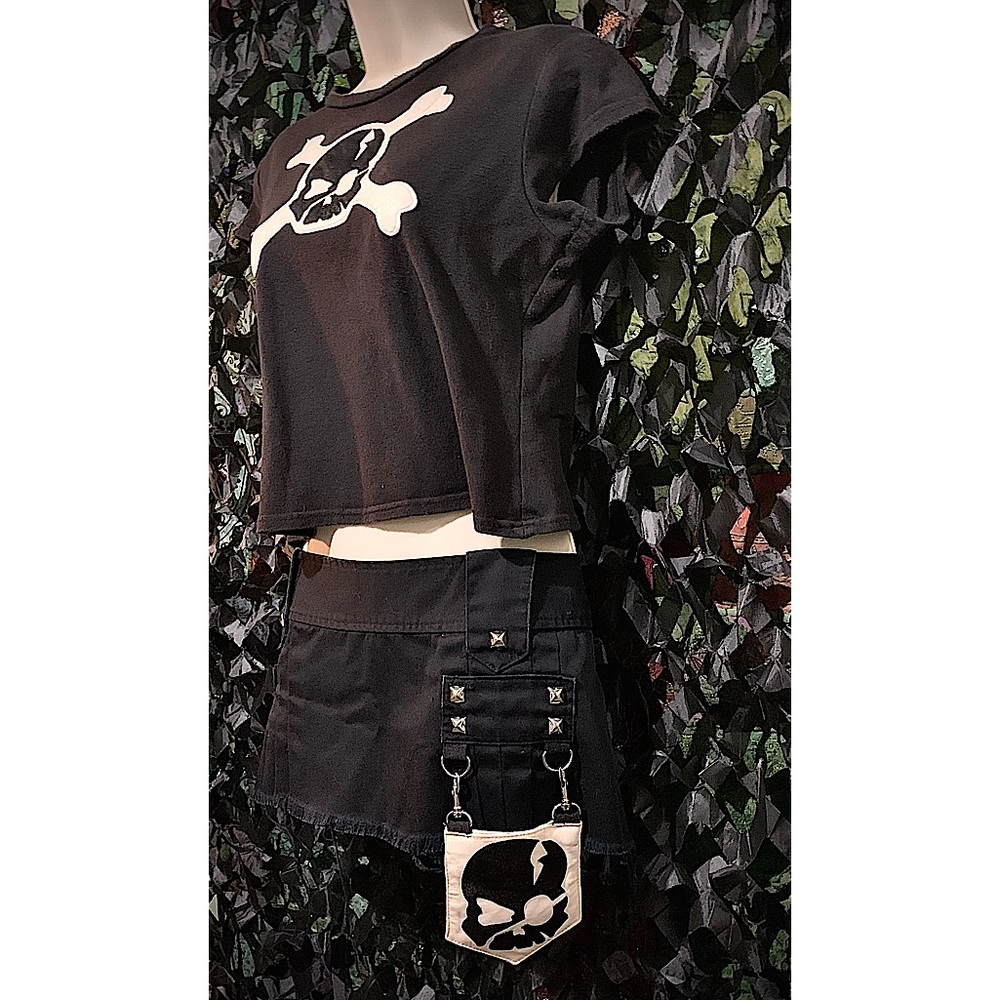 SALE RARE af Vtg Y2K ATTEMPT Matching ☠️ Top and Skirt with pocket SET!!